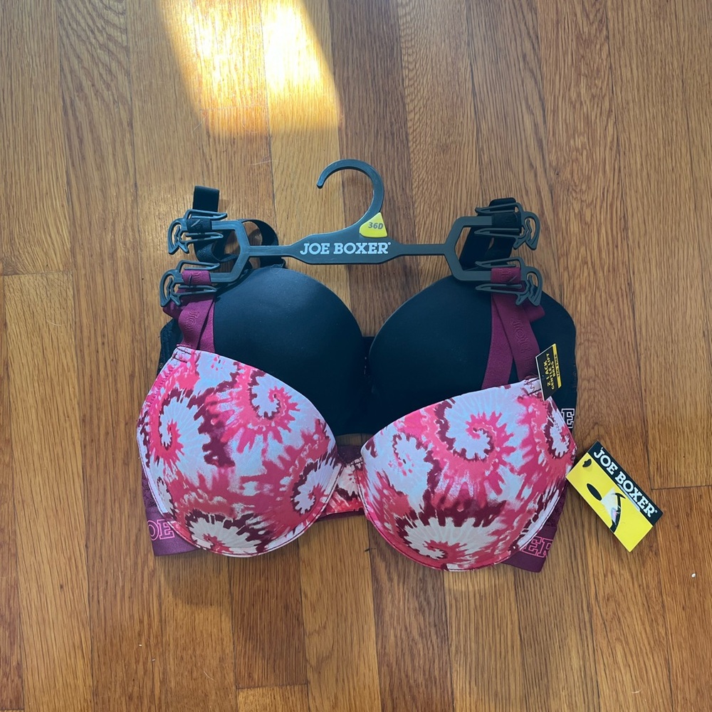NWT 2Pk Joe Boxer Gentle Lift Bras Tag Free 36D